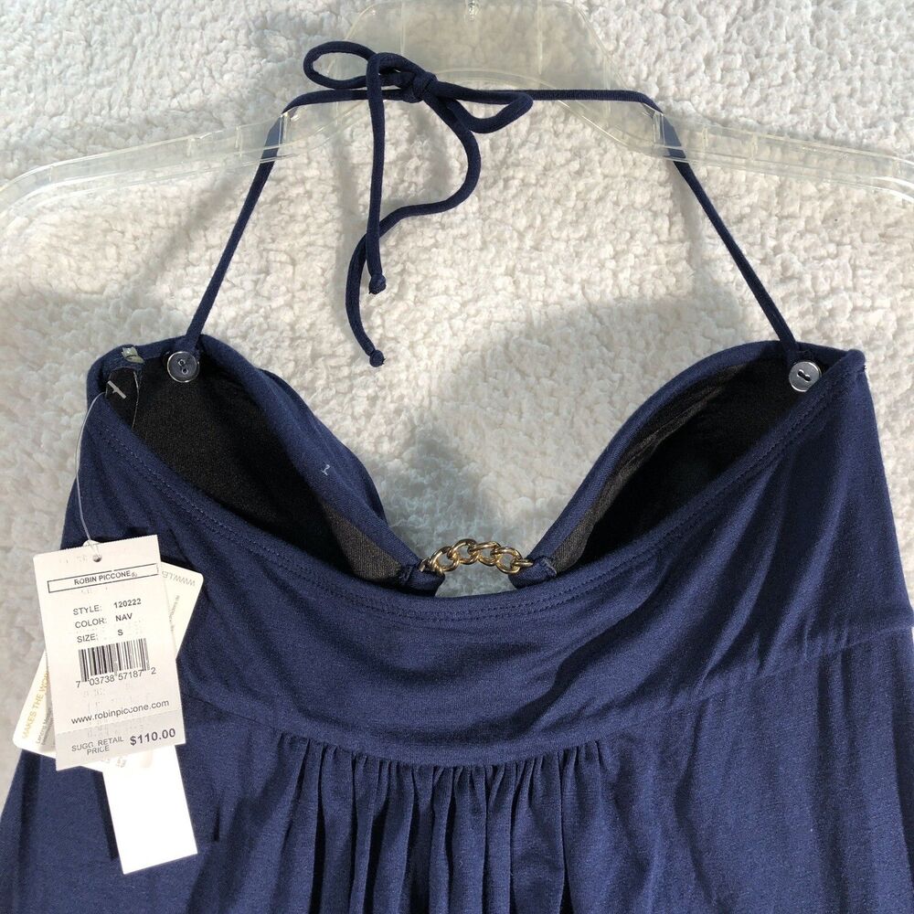 Robin Piccone Swimsuit Cover Up Small Blue Strapless Sundress Beachy Coastal NWT - Picture 5 of 11